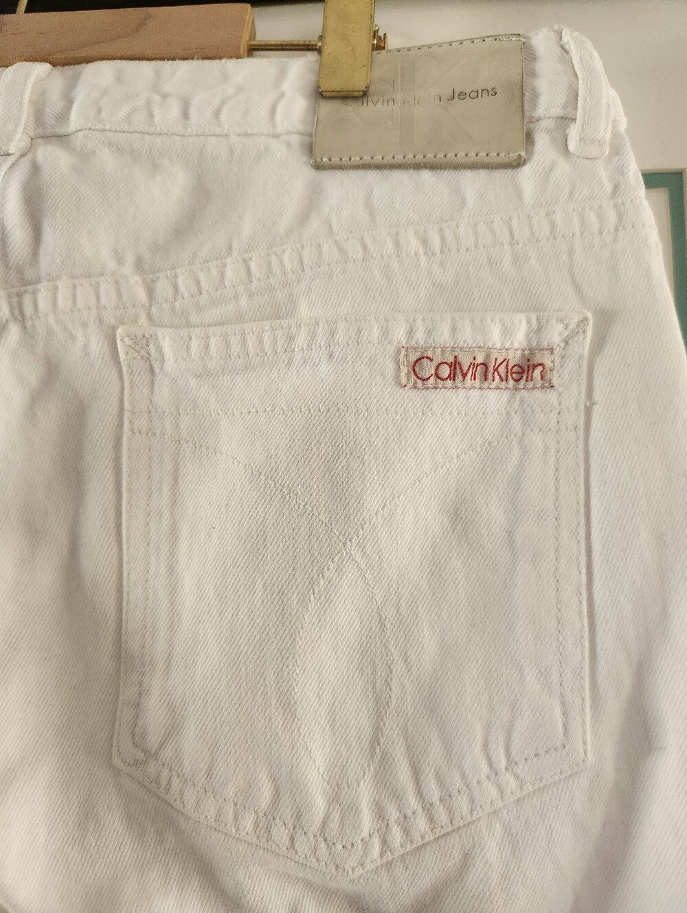 Calvin Klein 90s White Jeans Slim Bootcut Vintage Women's Minimalist - Picture 6 of 13